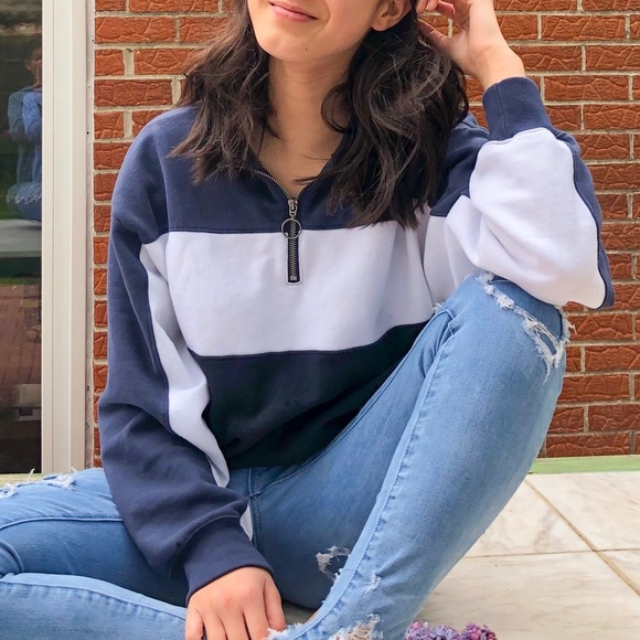 Abercrombie Navy white half-zip sweatshirt - Picture 2 of 2